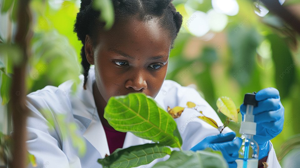 Researcher analyzing plant samples